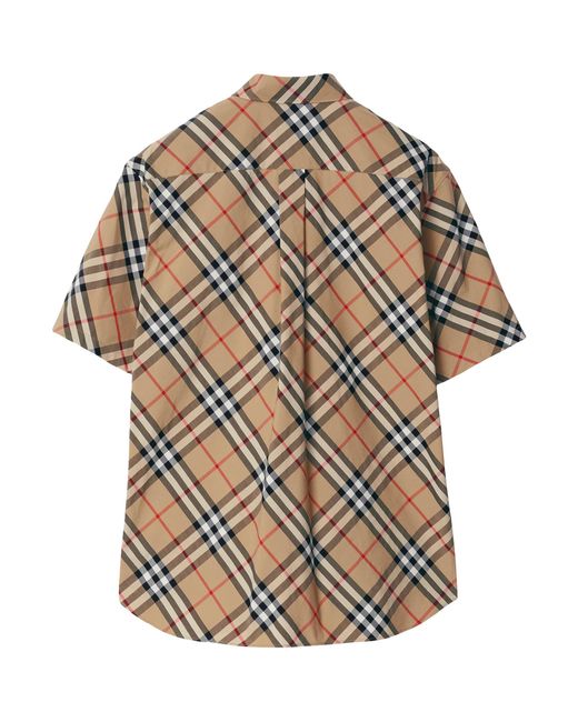 Burberry Gray Organic Cotton Short-Sleeve Check Shirt for men