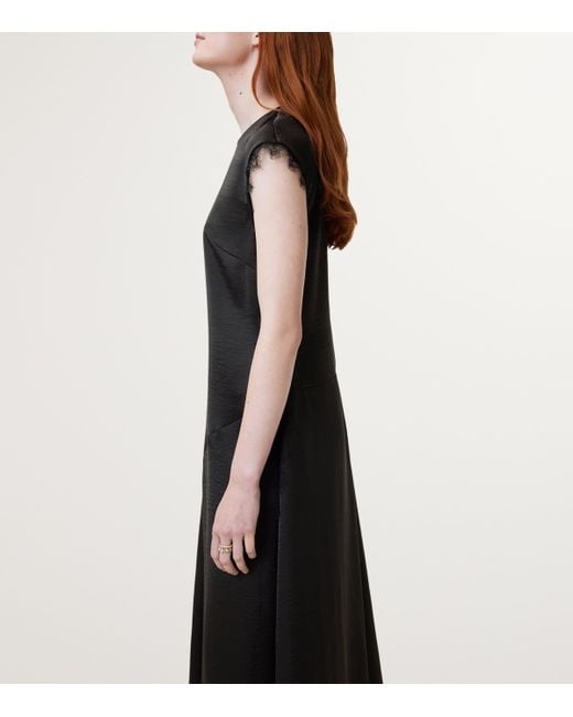 AllSaints Black Lace-Trim Lyra Midi Dress