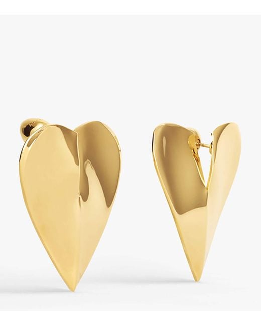 Alaïa Metallic Le Coeur Stud Earrings
