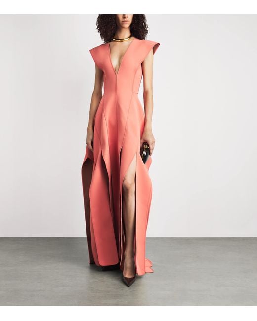 Maticevski Pink Crepe Panelled Acumen Gown
