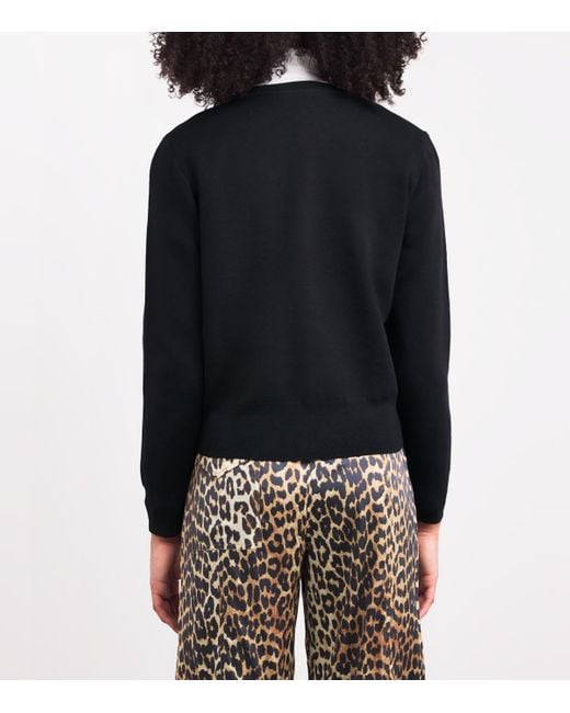 Claudie Pierlot Blue Wool-Blend Embroidered Cardigan