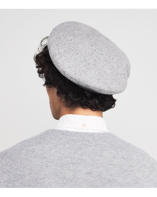 Eleventy Gray Silk-Cashmere Beret for men