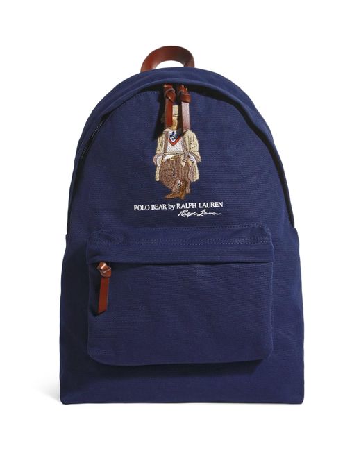 Polo Ralph Lauren Blue Canvas Polo Bear Backpack for men