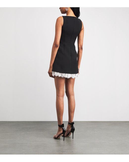 Self-Portrait Black Crepe Lace Bow Mini Dress