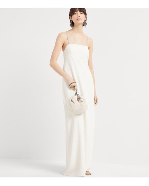 Brunello Cucinelli White Silk-Blend Maxi Dress