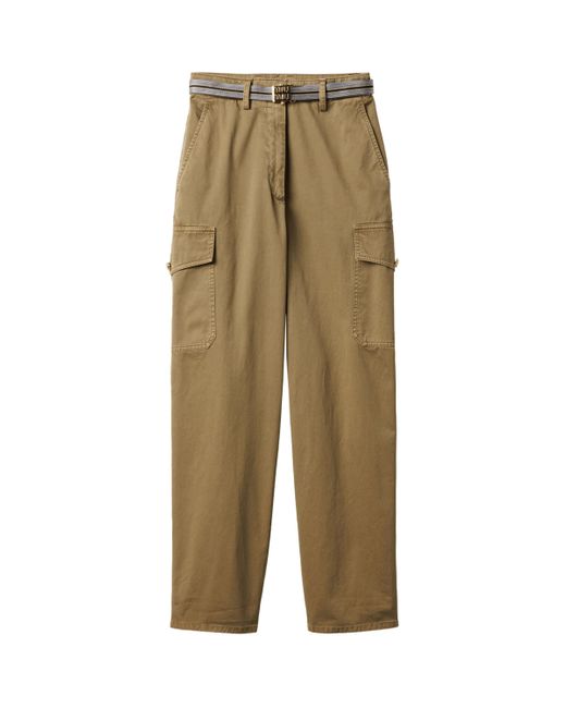 Miu Miu Green Cotton Belted Cargo Trousers