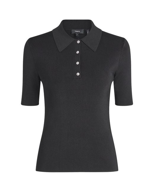 Theory Black Knit Polo Shirt