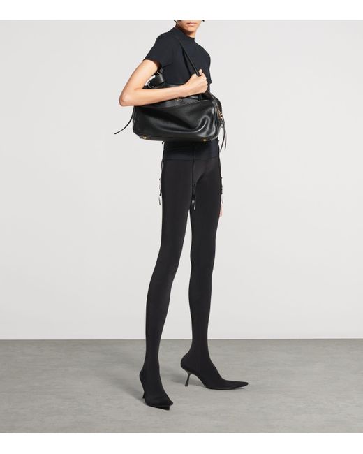 Balenciaga Black Medium Leather Carrie Bowling Top-Handle Bag