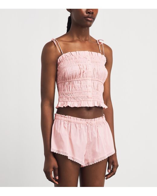 Skims Pink Cotton-Blend Poplin Apparel Cami Top