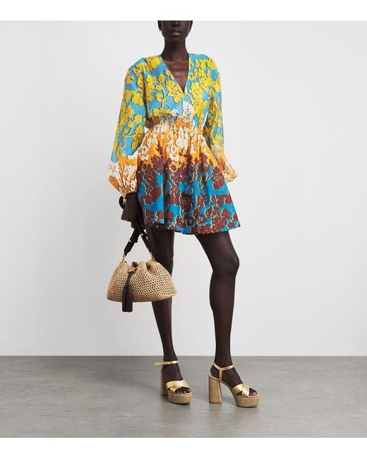 ALÉMAIS Multicolor Cotton-Silk Floral Splice Mini Dress