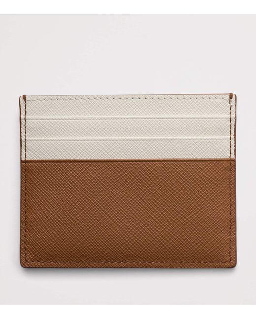 Prada Brown Saffiano Leather Card Holder for men