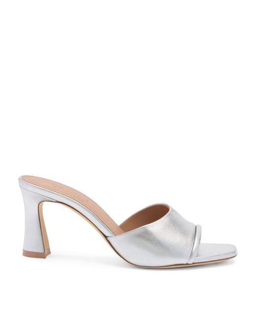 Malone Souliers White Metallic Leather Roxanne Mules 70