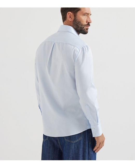 Brunello Cucinelli Blue Cotton Slim Shirt for men