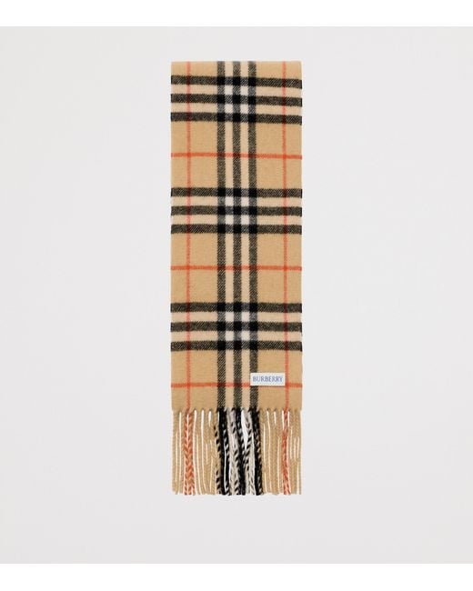 Burberry Metallic Cashmere Narrow Check Scarf