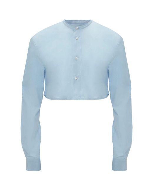 J.W. Anderson Blue Cropped Raw-edge Shirt for men