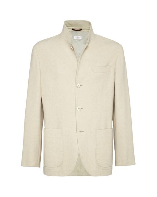 Brunello Cucinelli White Cashmere Coat for men