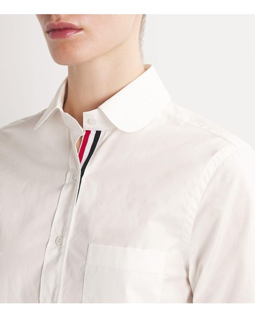 Thom Browne White Cotton Poplin Cropped Shirt