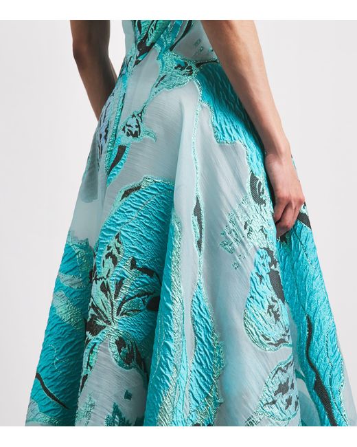 Talbot Runhof Blue Cloque Metallic Gown
