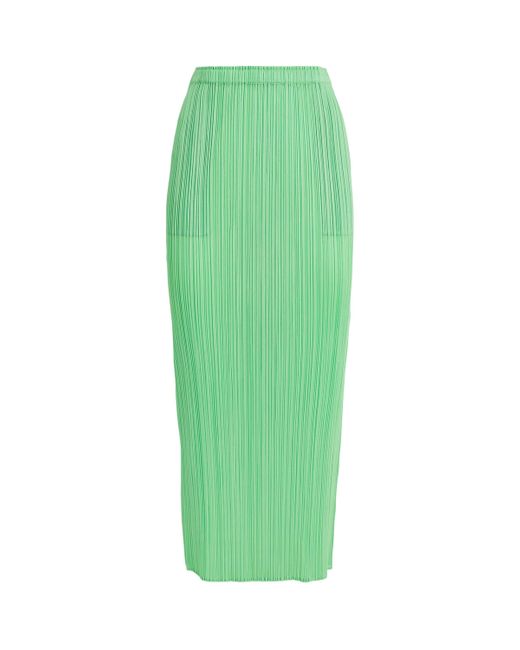Pleats Please Issey Miyake Green New Colorful Basics 4 Midi Skirt