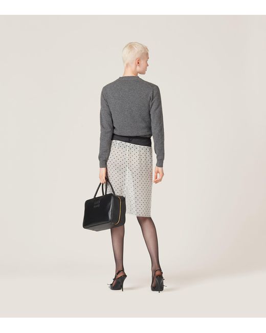 Miu Miu Gray Cashmere Logo Cardigan