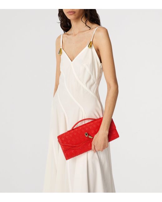 Bottega Veneta Red Leather Andiamo Clutch Bag
