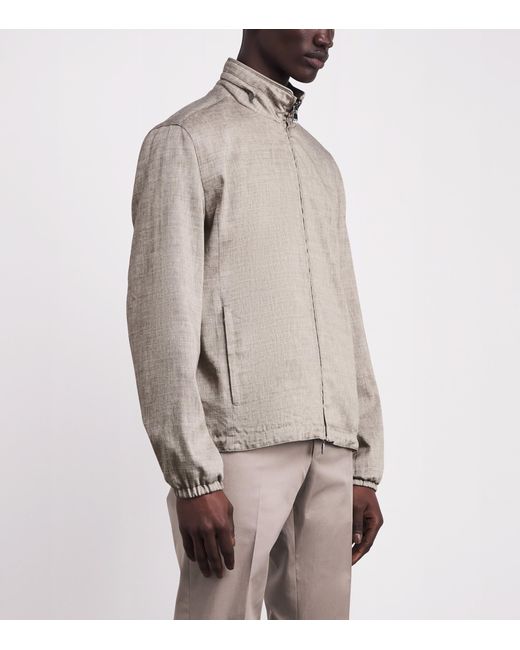 Corneliani Gray Linen-Blend And Nylon Reversible Jacket for men