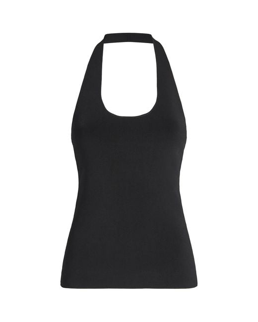 Theory Black Ribbed Halterneck Top