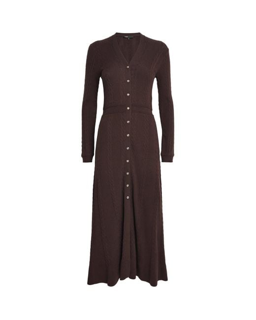 Maje Brown Cable Knit Maxi Dress