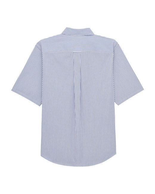 Saint Laurent Blue Cotton Short-Sleeve Cassandre Shirt for men