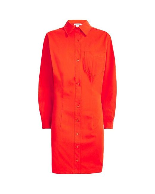 GOOD AMERICAN Red Stretch Poplin Shirt Dress