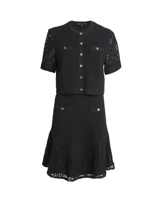 Maje Black Crochet Mini Dress