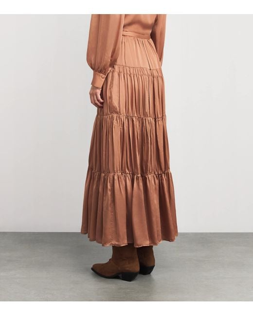 Ulla Johnson Brown Silk Gaelle Maxi Skirt