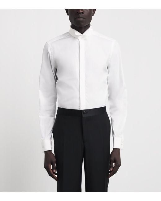 Pal Zileri White Cotton Concealed-Placket Shirt for men