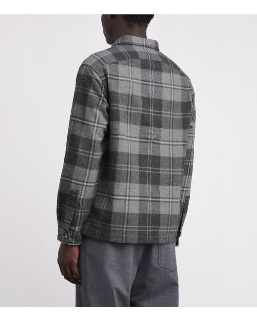 Polo Ralph Lauren Gray Wool Classic Fit Plaid Overshirt for men