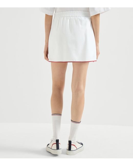 Brunello Cucinelli White Technical Logo Mini Skirt