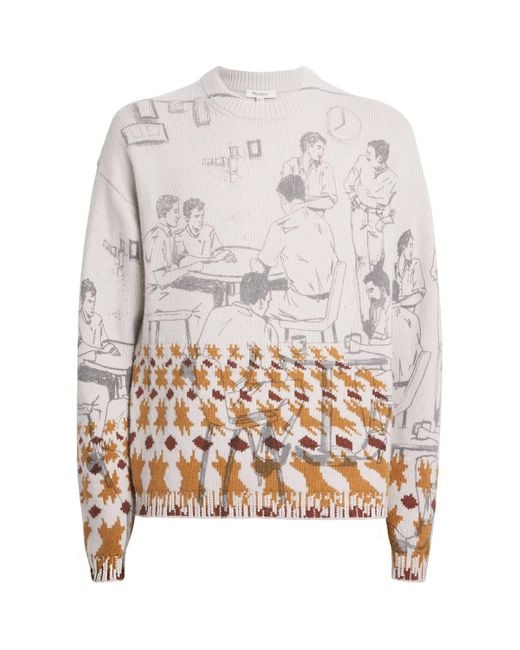 J.W. Anderson White Wool-Blend Jacquard Print Sweater for men