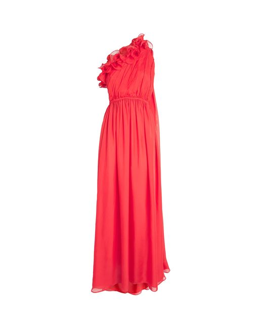 LEO LIN Red Silk Jenni Maxi Dress