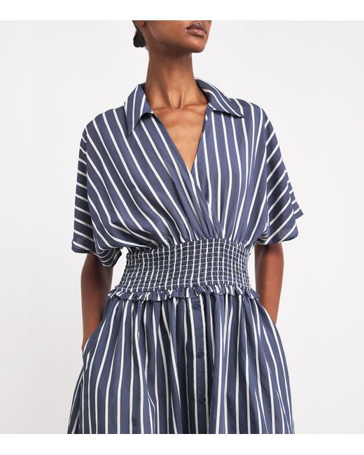 Claudie Pierlot Blue Modal-Blend Striped Midi Dress