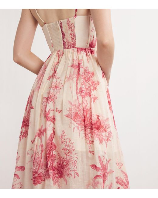 Zimmermann Pink Cotton Printed Waverly Midi Dress