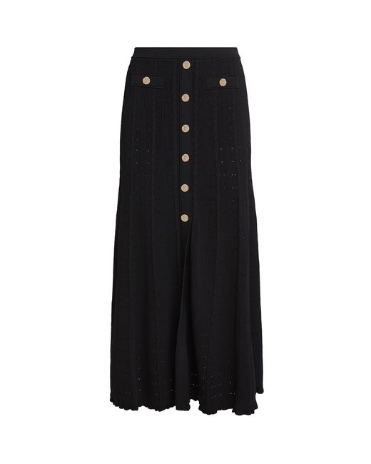 Sandro Black Knitted Button-Front Maxi Skirt