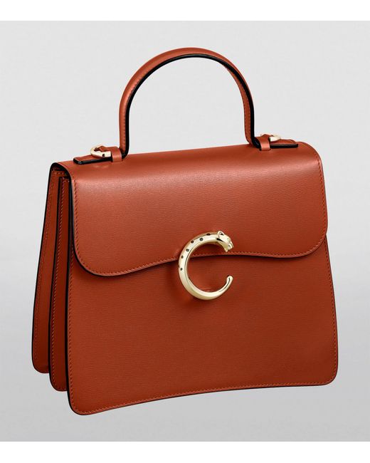 Cartier Brown Leather Panthère De Top-handle Bag