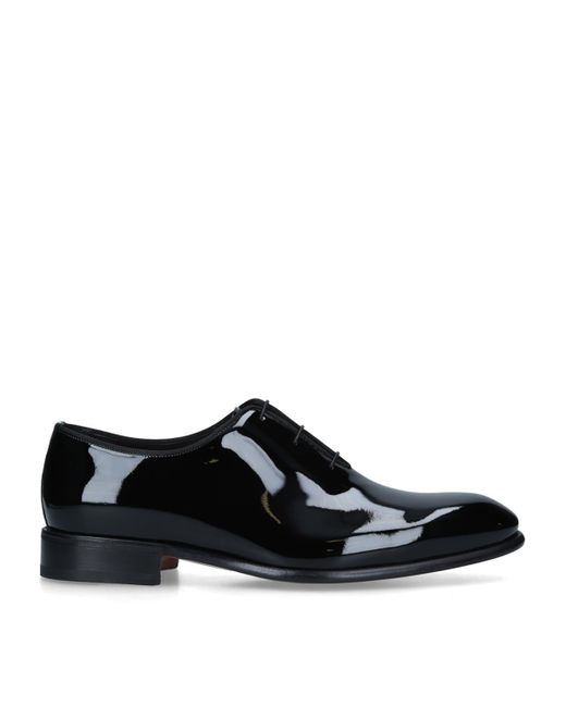 Santoni Black Patent Carter Wholecut Oxford Shoes for men