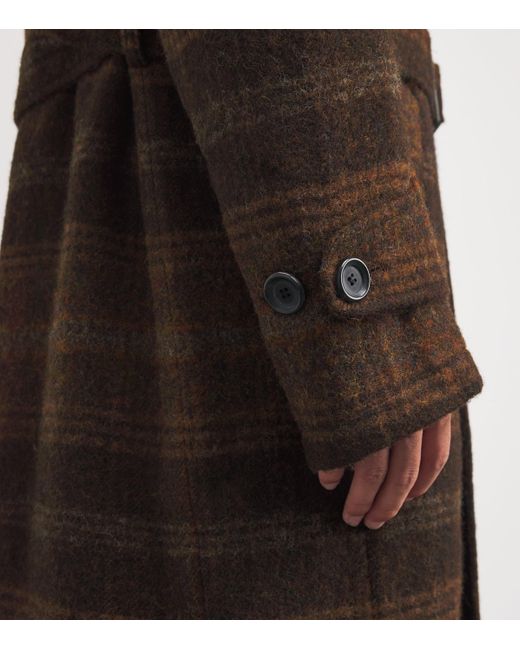 Oliver Spencer Brown Tartan Belted Coat for men