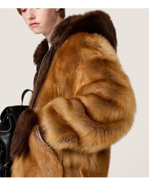 Miu Miu Brown Shearling Blouson Jacket