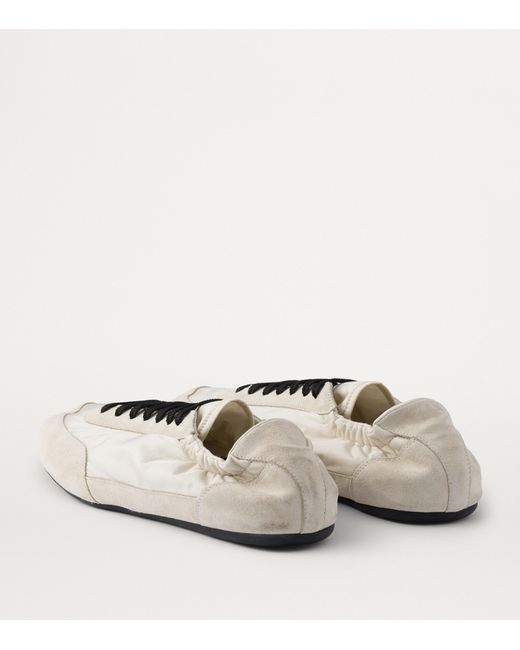Prada White Re-Nylon And Suede Collapse Sneakers for men