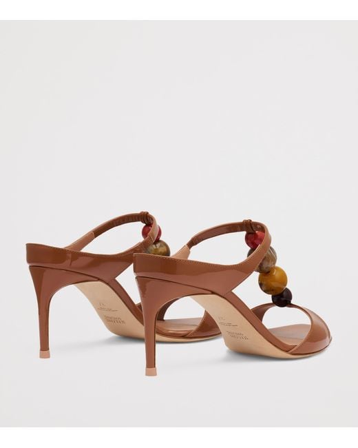 Malone Souliers Brown Patent Leather Beaded Lena Heeled Sandals 70