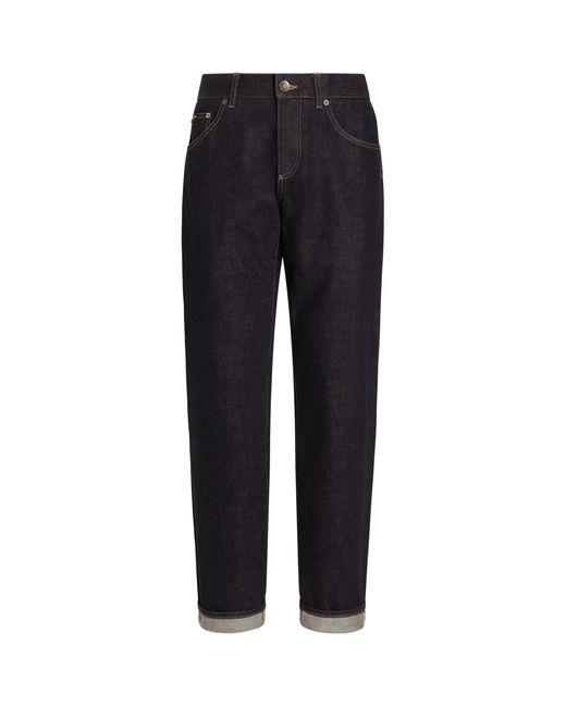 Dolce & Gabbana Blue Embroidered-Pocket Straight Jeans for men
