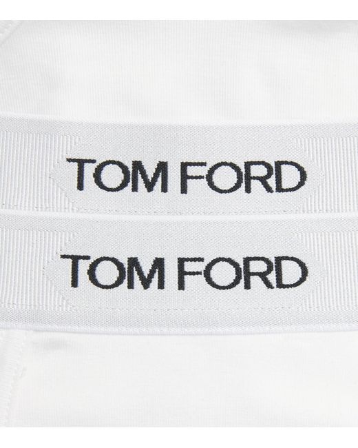 Tom Ford White Stretch-Cotton Logo Briefs for men