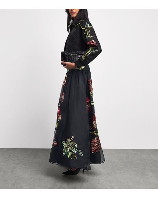 Alice + Olivia Blue Embellished Oriana Maxi Skirt