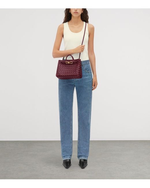 Bottega Veneta Red Small Leather Andiamo Top-Handle Bag